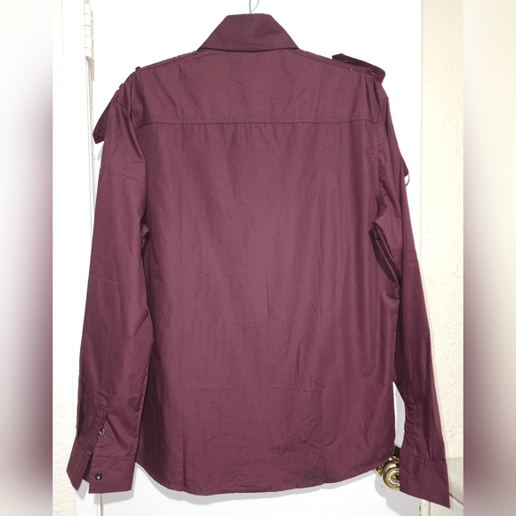Jeansian size XXL Maroon Burgundy Button Down Punk Rock Style Long Sleeve Dress - Picture 4 of 11